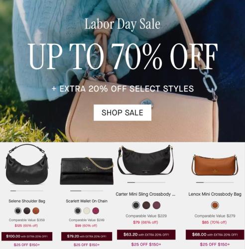 70% Off Kate Spade Labor Day Sale deal at Kate Spade