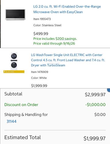 LG WashTower Stacking Deal at Costco deal at Costco