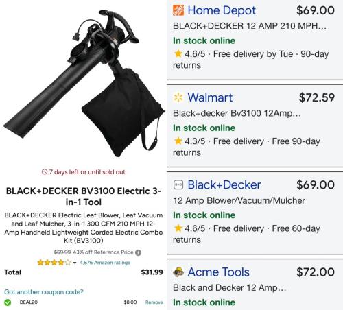 BLACK+DECKER Leaf Blower Now $31 deal at Woot