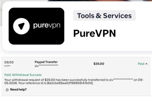 Earn $35 Trying PureVPN App