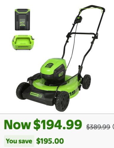 Greenworks Push Mower Half Off at Walmart deal at Walmart