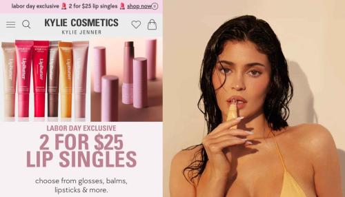 2 for 1 on Kylie Lip Singles deal at Kylie Cosmetics