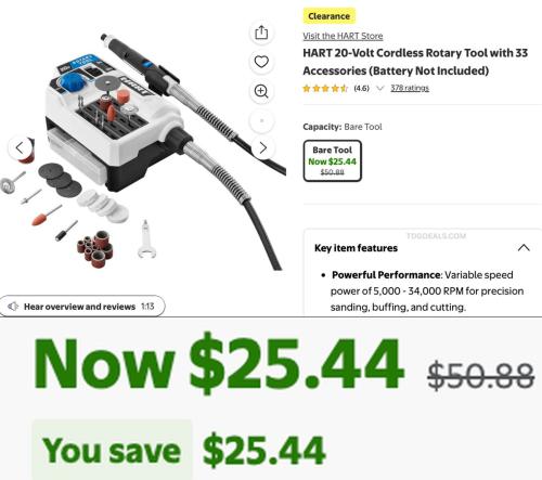 Hart Rotary Tool Kit Half Off at Walmart deal at Walmart