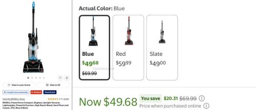 BISSELL PowerForce Compact Vacuum for $49.68 deal at Walmart