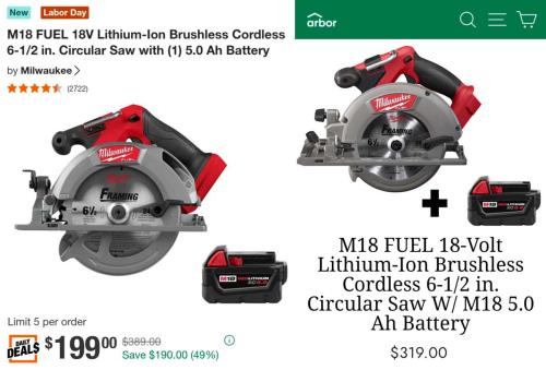 Home Depot Cordless Saw Bundle $199 deal at Home Depot