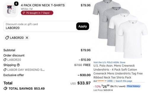 16 U.S. Polo Assn. T-Shirts for $34