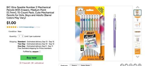 $1 BIC Xtra-Sparkle Mechanical Pencils