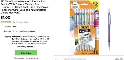 15 BIC Mechanical Pencils for $1 deal at Woot