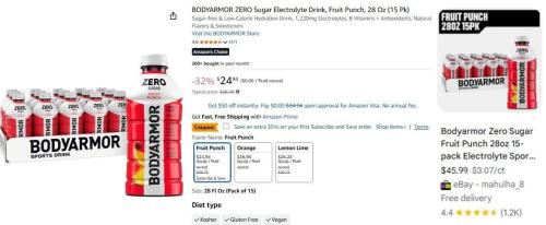 $1 BODYARMOR Zero Sugar Drinks on Amazon deal at Amazon