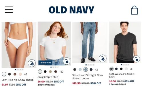 Up to 75% Off Clothing at Old Navy deal at Old Navy