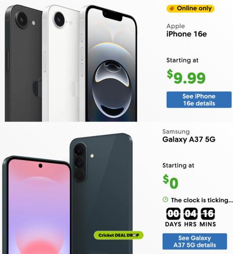 Last Chance: Free Cricket Phone Deal deal at Cricket