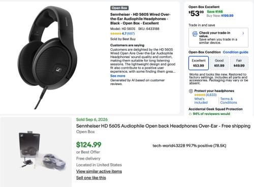 Sennheiser HD 560S Headphones for $54 deal at Best Buy