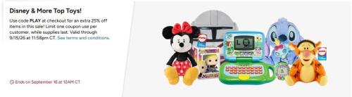 Disney Toys 25% Off at Woot with Code PLAY deal at Woot