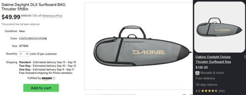 Dakine Surfboard Bag Now $50 (72% Off) deal at Amazon