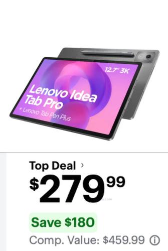 Lenovo Idea Tab Pro 12.7" 3K Tablet $180 Off deal at Best Buy