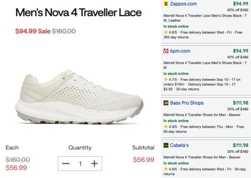 Merrell Nova 4 Shoes Drop to $57