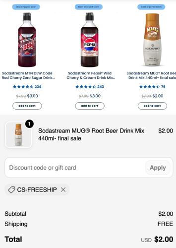 SodaStream Flavors for $2 with Free Shipping