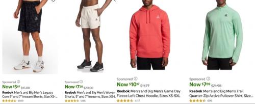 Reebok Clothing from $5 at Walmart deal at Walmart