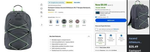 $10 Eastsport Backpacks at Walmart deal at Walmart