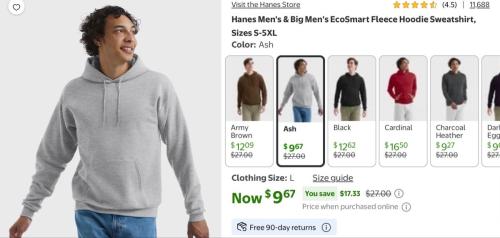 $9 Hanes Hoodie at Walmart deal at Walmart