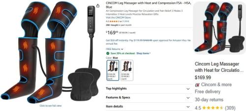 Cincom Leg Massager with Heat - 60% Off deal at Amazon