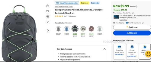 Eastsport Backpack for $9.99 (60% Off) deal at Walmart