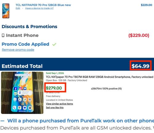 PureTalk Unlocked Phone for $65 First Month deal at PureTalk