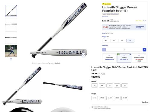 Louisville Slugger Fastpitch Bat for $31