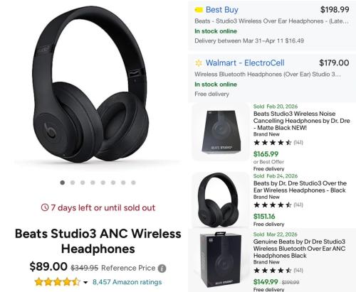$350 Beats Studio3 Headphones for $89