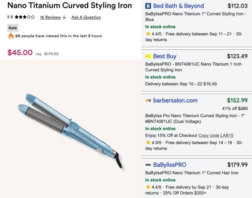 BaBylissPRO Styling Iron Drops to $45 deal at Ulta