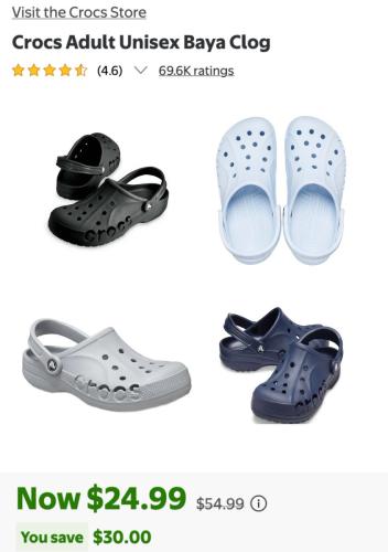 Crocs Baya Clogs Drop to $24 at Walmart deal at Walmart