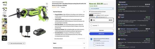 Greenworks 24V Recip Saw Kit for $53