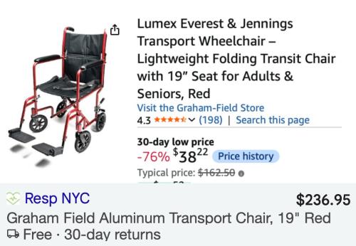 Lumex Everest & Jennings Wheelchair for $38 deal at Amazon