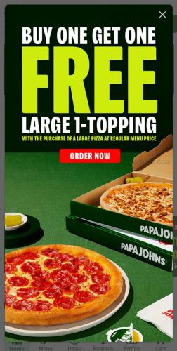 BOGO Free Large Pizza at Papa Johns deal at Papa Johns