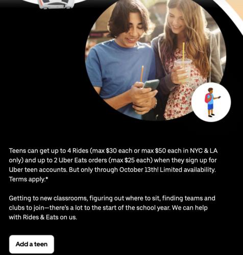 Uber $250 Free Rides & Eats Promo deal at Uber