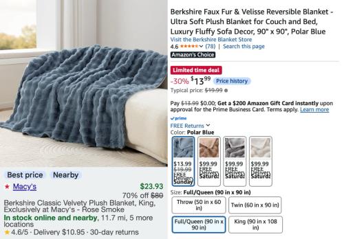Berkshire Full/Queen Blanket for $13.99 deal at Amazon