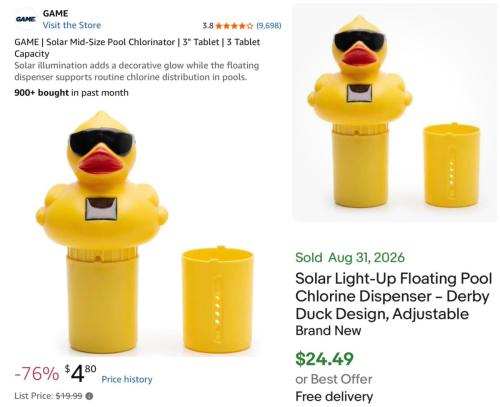 Ducky Pool Chlorinator for $4 (76% Off) deal at Amazon