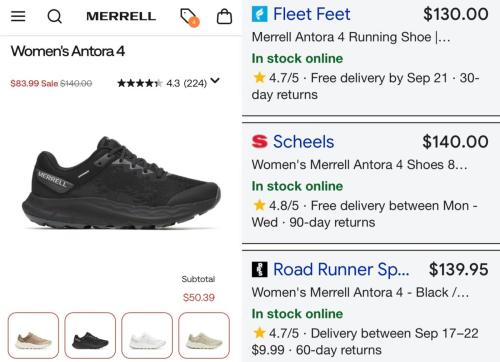 $90 Off Merrell Running Shoes