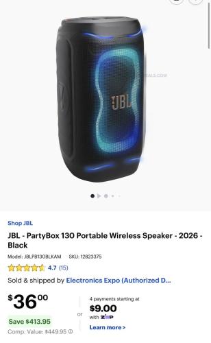 JBL PartyBox 130 Wireless Speaker for $36 deal at Best Buy
