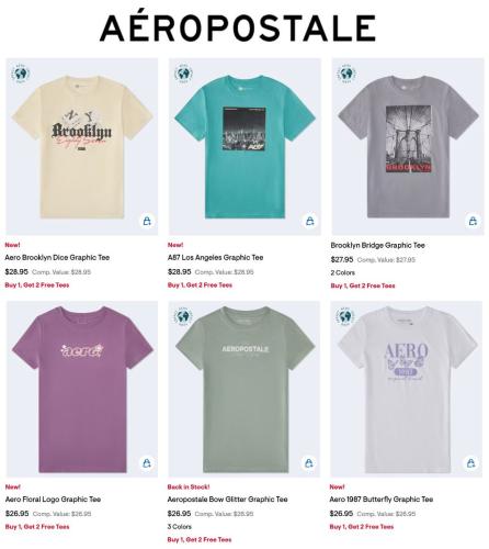 Aéropostale Buy 1 Get 2 Free Graphic Tees deal at Aeropostale