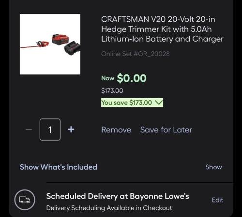 Craftsman V20 Hedge Trimmer Kit FREE at Lowe's deal at Lowe's