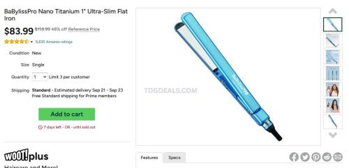 BaBylissPRO Nano Titanium Flat Iron $83.99 deal at Woot