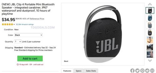 JBL Clip 4 Bluetooth Speaker - $34.95 at Woot deal at Woot