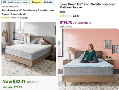 $75 Off Sealy Memory Foam Mattress Topper deal at Walmart