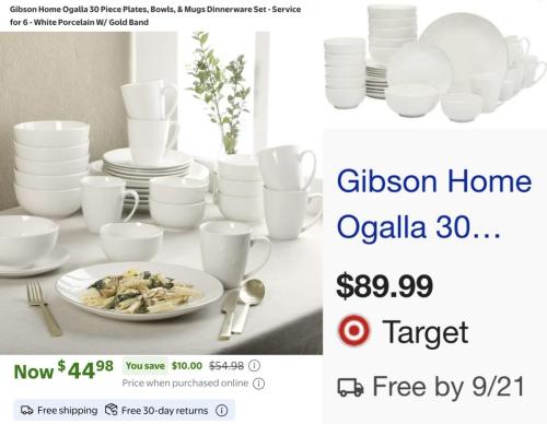30-Piece Gibson Dinnerware Set for $44 deal at Walmart