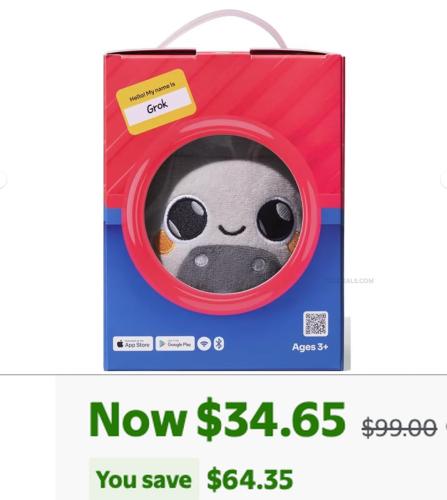 Curio Grok AI Plush Toy 65% Off deal at Walmart