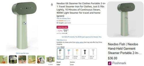 NEXDOO G6 2-in-1 Travel Steamer for $13 deal at Amazon