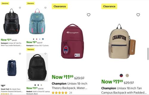 Champion & Reebok Backpacks Clearance at Walmart deal at Walmart