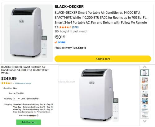 BLACK+DECKER Smart Portable AC $250 on Amazon deal at Amazon