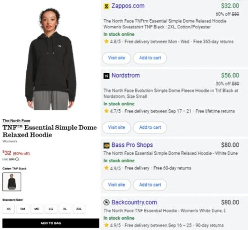The North Face Simple Dome Hoodie for $32 deal at Zappos